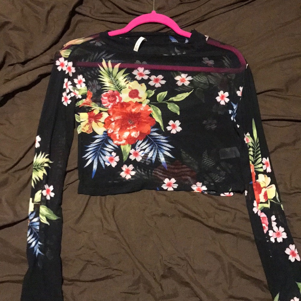 Sheer floral crop top
